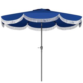 Outsunny 9FT Patio Umbrella, UPF 30+ Outdoor Market Umbrella with Crank, 8 Ribs, Push Button Tilt, Vented Patio Table Umbrella for Deck Backyard Lawn