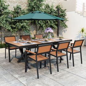 U_Style Experience Outdoor Dining Freedom with a Flexible Set Including Six Chairs and a Table that Extends from 62.9 to 82.6 Inches for Personalized