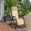 Outsunny Ergonomic Recline: Beige Zero Gravity Rocker with Headrest, Tray & Phone Holder