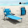 Outsunny Folding Lounge Chair w/ Reclining Back, Light Blue
