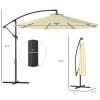 Outsunny 10' Cantilever Tilt Offset Patio Umbrella w/ UV & Water Safe Material & Cross Base (Weight Not Included), Beige