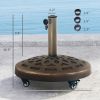Outsunny Round Patio Umbrella Base with Wheels, 46 lbs Resin Umbrella Stand Base