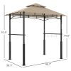 Outsunny 8' x 5' Outdoor Grill Gazebo, Barbecue Gazebo Shelter with LED Light, 2 Side Shelves, Hooks, Bottle Opener, Khaki