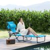 Outsunny Folding Lounge Chair w/ Reclining Back, Light Blue