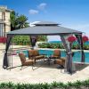 13x10 Outdoor Patio Gazebo Canopy Tent With Ventilated Double Roof And Mosquito net(Detachable Mesh Screen On All Sides),Suitable for Lawn, Garden