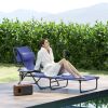 Outsunny Folding Lounge Chair w/ Reclining Back, Navy Blue