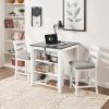 36" Modern Dining Table Set for 2 with Charging Station & 3-Tier Adjustable Storage | Space-Saving Kitchen Set with Upholstered Chairs for Small Space