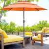 Outsunny 3-Tier 9tf Patio Umbrella, Outdoor Market Umbrella with Crank and Push Button Tilt for Deck, Backyard, Orange