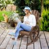 Outsunny Adirondack Rocking Chair, Outdoor Rocker All-Weather Patio Seat with Slatted Design & Oversize Back for Porch, Poolside & Garden, Brown