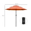 Outsunny 3-Tier 9tf Patio Umbrella, Outdoor Market Umbrella with Crank and Push Button Tilt for Deck, Backyard, Orange