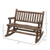 Outsunny Sturdy Rocking Loveseat: Wooden Log Design, Wide Curved Walnut Seats for Backyard Relaxation