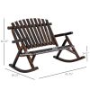 Outsunny Classic Wooden High-Back Rocker, Carbonized for Garden Serenity & Relaxation, Durable Outdoor Furniture