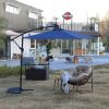 10ft Solar LED Offset Hanging Market Patio Umbrella (Navy blue )
