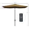 Outsunny 6.6 X 10 ft Rectangular Market Umbrella Patio Outdoor Table Umbrellas with Crank & Push Button Tilt, Coffee