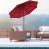Outsunny 9' 3-Tier Patio Umbrella, Wine Red, Outdoor Market with Crank and Push Button Tilt